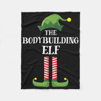 Bodybuilding Elf Matching Family Group Christmas P Fleece Blanket