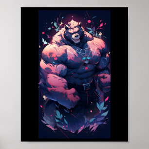 Bodybuilding Fitness Gym Bodybuilder Anime Bear Wo Poster