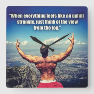Bodybuilding Fitness Gym Workout Motivation Square Wall Clock