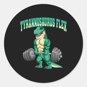 Bodybuilding Fitness Tyrannosaurus Flex Dinosaur D Classic Round Sticker