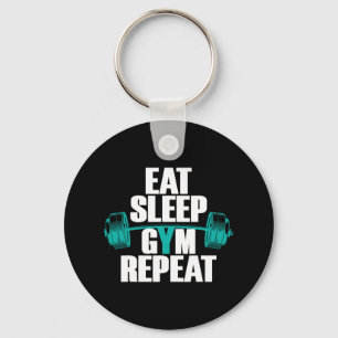 Bodybuilding Funny Tee Eat Sleep Gym Repeat Key Ring