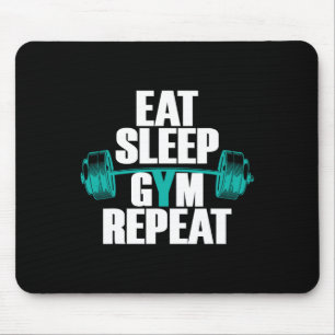 Bodybuilding Funny Tee Eat Sleep Gym Repeat  Mouse Pad