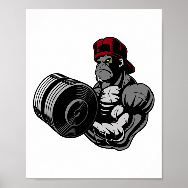 Bodybuilding Gorilla Gym Strength Training Workout Poster (Front)