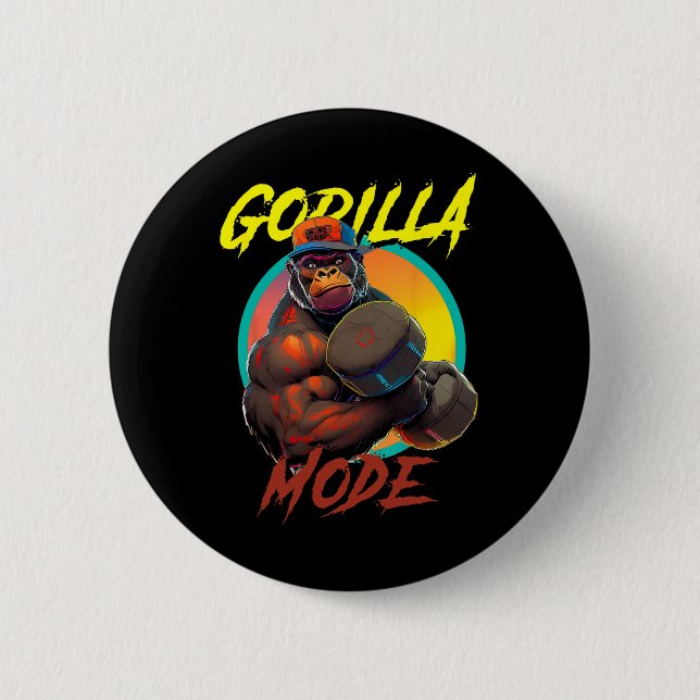 Bodybuilding Gorilla Mode Workout  6 Cm Round Badge (Front)