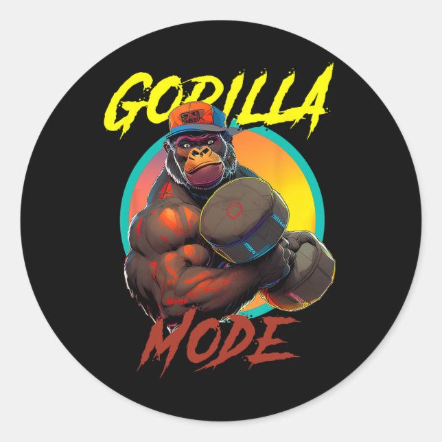 Bodybuilding Gorilla Mode Workout  Classic Round Sticker (Front)