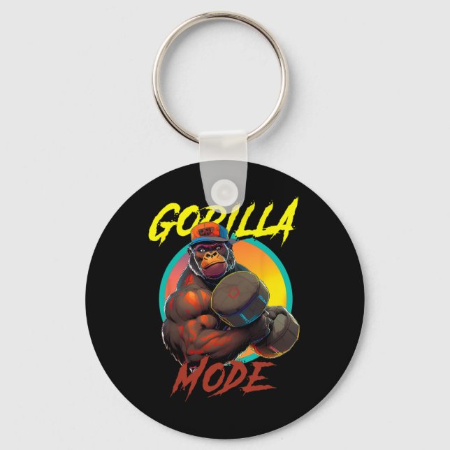 Bodybuilding Gorilla Mode Workout  Key Ring (Front)