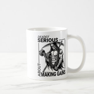 Bodybuilding Grim Reaper Skeleton Gym Gains Motiva Coffee Mug