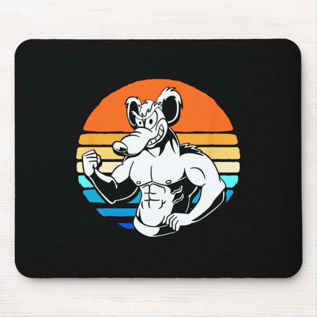 Bodybuilding Gym Lover Retro Gym Rat  Mouse Pad (Front)