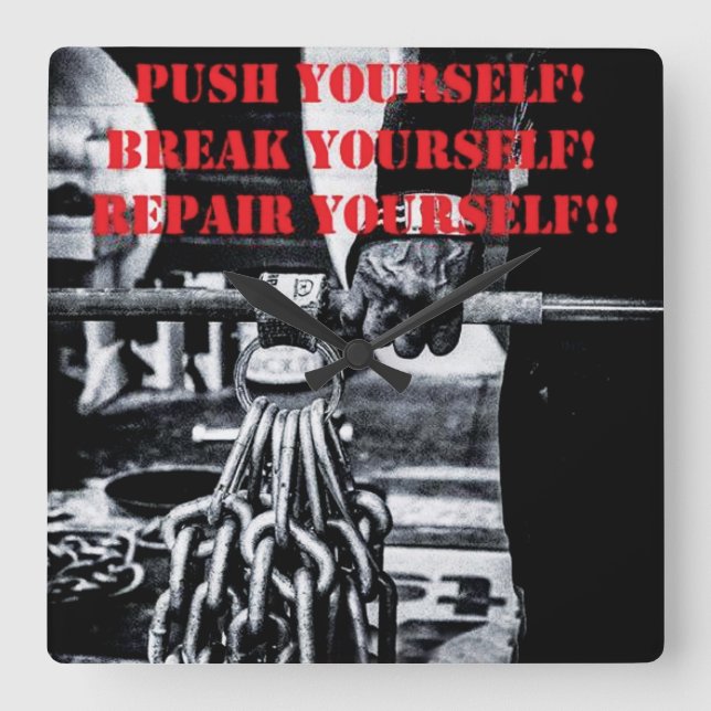 Bodybuilding Gym Motivation Square Wall Clock (Front)