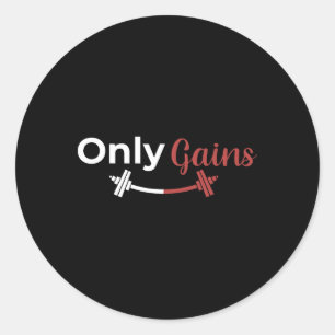 Bodybuilding Gym Only Gains Funny Lifting Workout Classic Round Sticker