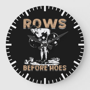 Bodybuilding Humor - Rows Before Hoes - Novelty Large Clock