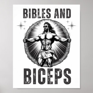 Bodybuilding Jesus Fitness Bibles And Biceps Funny Poster