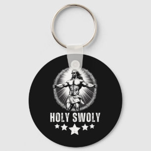Bodybuilding Jesus Fitness Holy Swoly Funny Gym 1 Key Ring