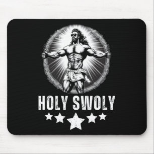 Bodybuilding Jesus Fitness Holy Swoly Funny Gym 1 Mouse Pad
