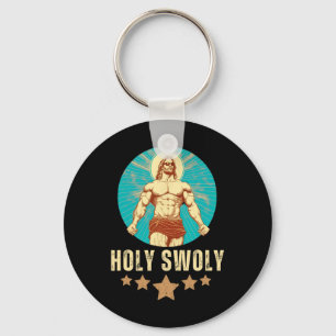 Bodybuilding Jesus Fitness Holy Swoly Funny Gym Key Ring