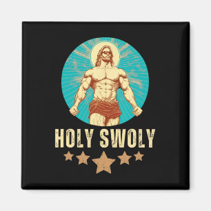 Bodybuilding Jesus Fitness Holy Swoly Funny Gym Magnet