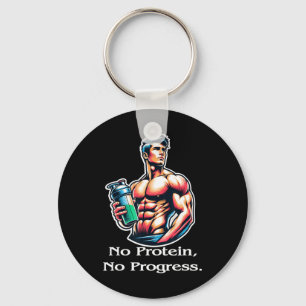 Bodybuilding Nutrition Gym Life No Protein No Musc Key Ring