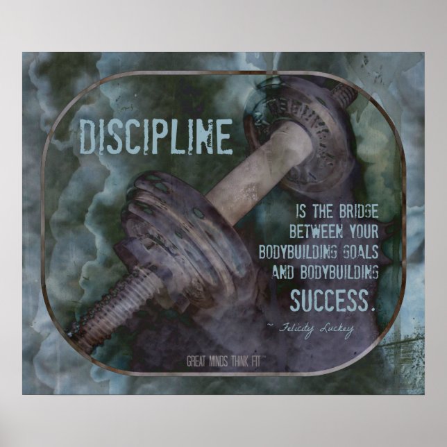 Bodybuilding Poster with Discipline Quote 003 (Front)