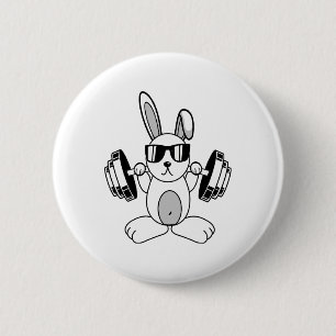 Bodybuilding Powerlifting Fitness Gym Rabbit - Squ 6 Cm Round Badge
