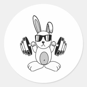 Bodybuilding Powerlifting Fitness Gym Rabbit - Squ Classic Round Sticker
