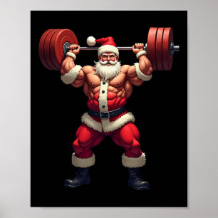 Bodybuilding Santa Claus Bodybuilder Christmas Gym Poster