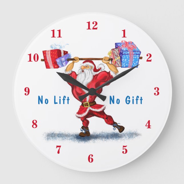 Bodybuilding Santa Funny Christmas Clock (Front)