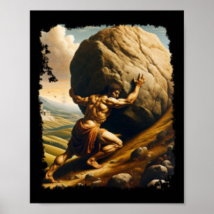 Bodybuilding Sisyphus Endurance Clic Art Greek Myt Poster