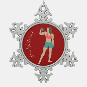 Bodybuilding Snowflake Pewter Christmas Ornament
