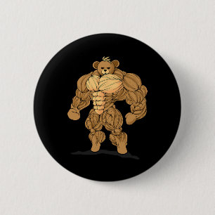 Bodybuilding Strength Sport Bear 6 Cm Round Badge
