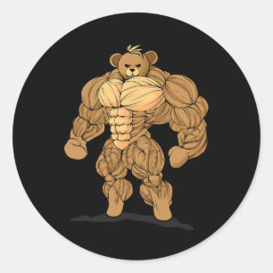 Bodybuilding Strength Sport Bear Classic Round Sticker