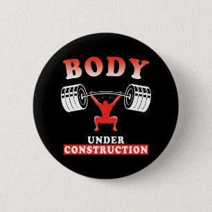 Bodybuilding training motivational workout quote 6 cm round badge