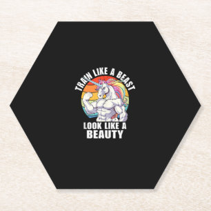 Bodybuilding Unicorn Tank Top Paper Coaster