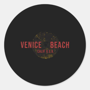 Bodybuilding Venice Beach California Weightlifting Classic Round Sticker