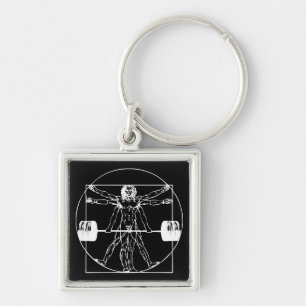 Bodybuilding - Vitruvian Barbell Man Key Ring