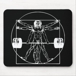 Bodybuilding - Vitruvian Barbell Man Mouse Pad