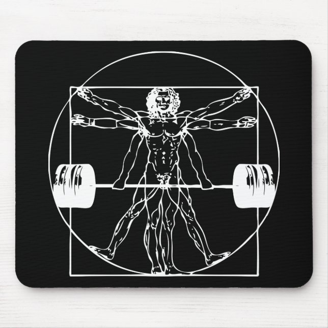 Bodybuilding - Vitruvian Barbell Man Mouse Pad (Front)