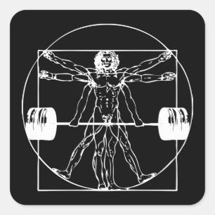 Bodybuilding - Vitruvian Barbell Man Square Sticker