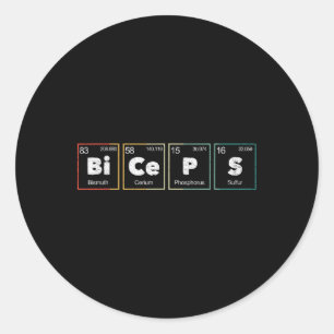 Bodybuilding Weightlifting Biceps Periodic Table E Classic Round Sticker