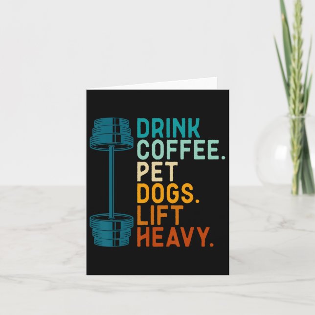Bodybuilding Weightlifting Drink Coffee Pet Dogs L Card (Front)
