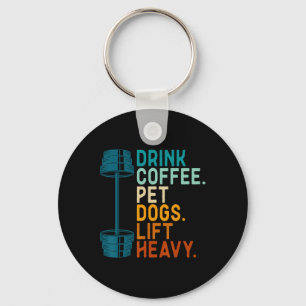 Bodybuilding Weightlifting Drink Coffee Pet Dogs L Key Ring