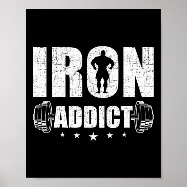 Bodybuilding Weightlifting Workout Gift Co. Iron A Poster (Front)