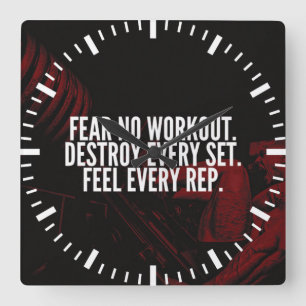 Bodybuilding Workout Motivational Square Wall Clock