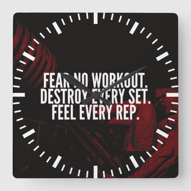 Bodybuilding Workout Motivational Square Wall Clock (Front)