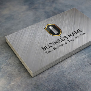 Bodyguard Bouncer Security Silver Bullet Metal Business Card