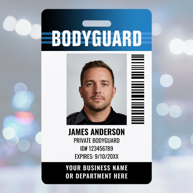 Bodyguard Security Guard ID Photo Logo Blue Custom Badge (Creator Uploaded)