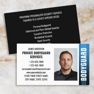 Bodyguard Security Services Guard ID Photo Blue Business Card