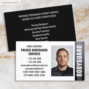Bodyguard Security Services Guard ID Photo Grey Business Card