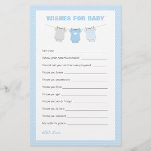 Bodysuit Baby Shower Wishes for Baby - Blue