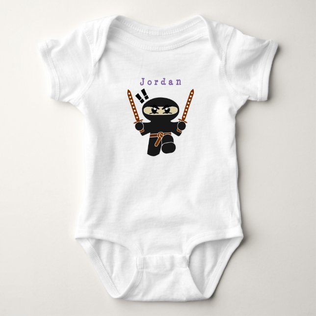 bodysuit funny , ninja . baby bodysuit (Front)