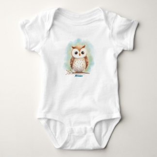 Bodysuit with a Cute Little Owl WATERCOLOR